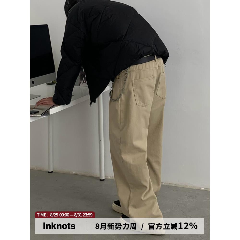 INKNOTS美式复古工装裤男女潮牌廓形拖地休闲裤日系水洗阔腿长裤