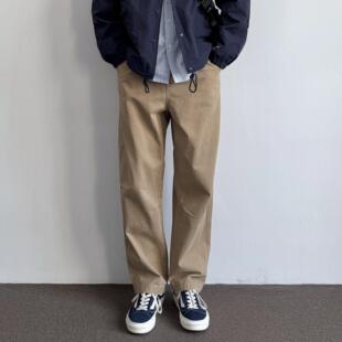 卡其裤 ONUN日系覆古宽松直筒休闲裤 百搭抽绳松紧腰工装 伐木裤 新款