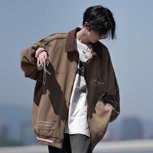 二更复古外套男春秋季新款休闲潮流男士棒球服美式高级感男生夹克