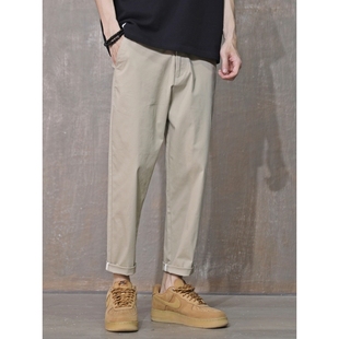 男士 休闲裤 宽松弹力潮流男款 春季 子男裤 纯棉直筒九分裤 9分裤 新款