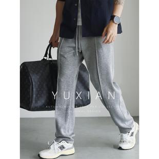 YUXIAN自然垂顺四面弹立体裤线抗皱弹力宽松抽绳长裤运动卫裤男士