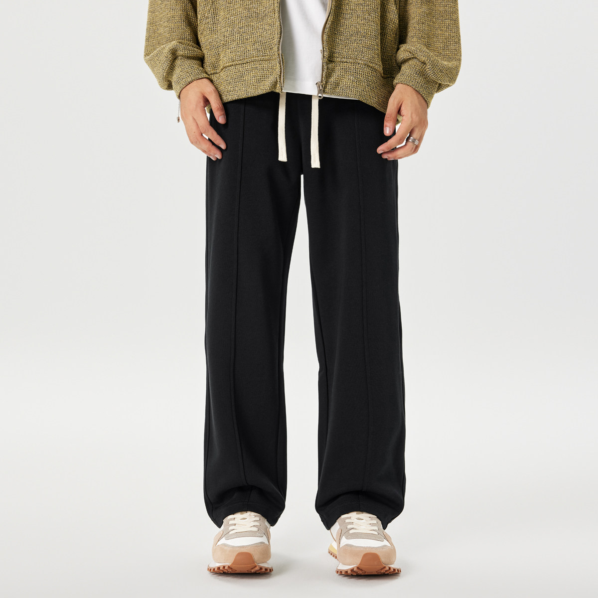 PKL 重磅灰色卫裤男春夏宽松直筒大码黑色阔腿美式休闲运动裤百搭