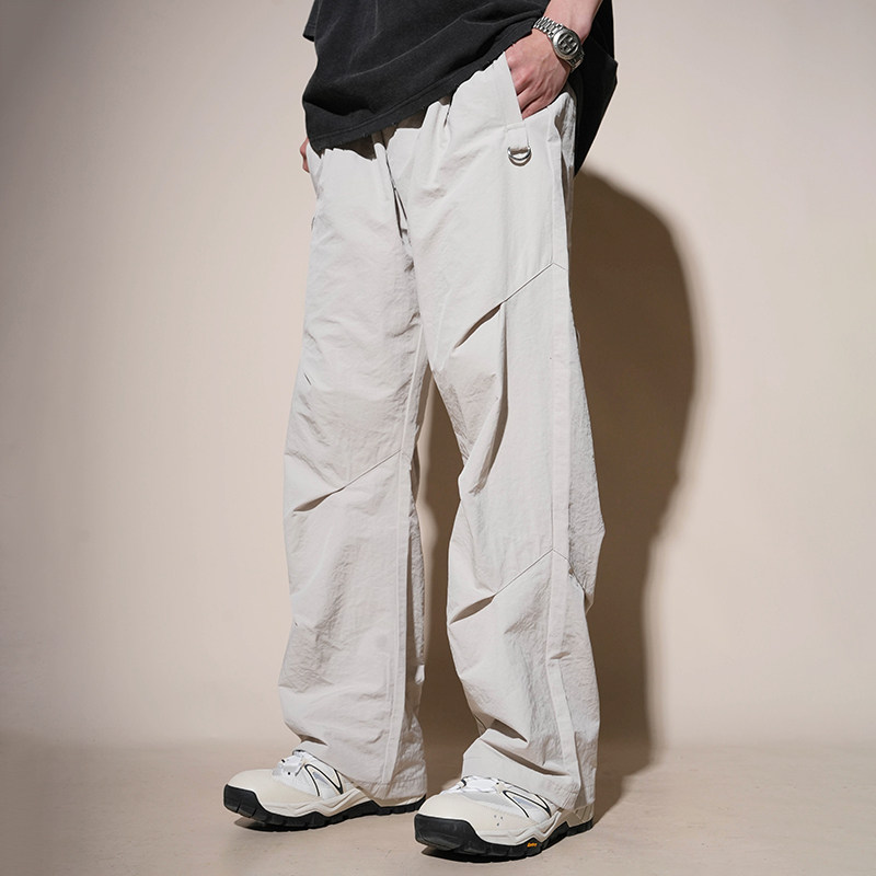 LOADMIND美式高街工装裤子男宽松休闲直筒伞兵长裤冲锋速干黑白潮