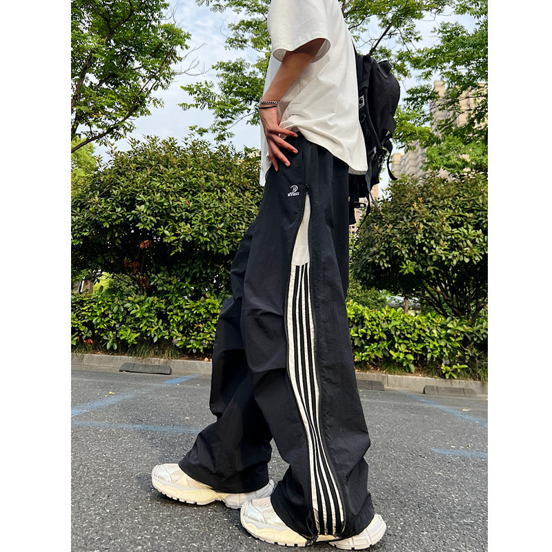 伞兵工装裤子男款2025春夏季高街潮牌三条杠宽松直筒运动休闲长裤