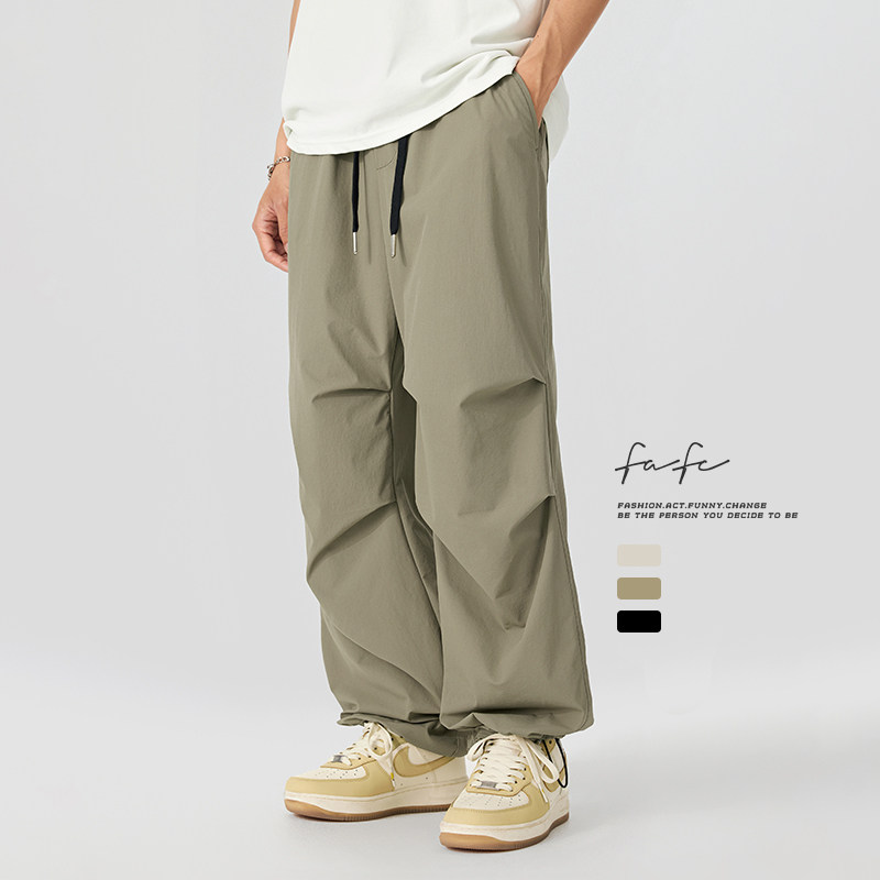 FAFC春秋季轻薄透气休闲裤男款户外登山宽松直筒垂感束脚伞兵长裤