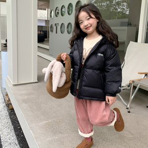 女童休闲韩版羽绒服冬季2023新款儿童女宝宝短款白鸭绒外套冬装潮