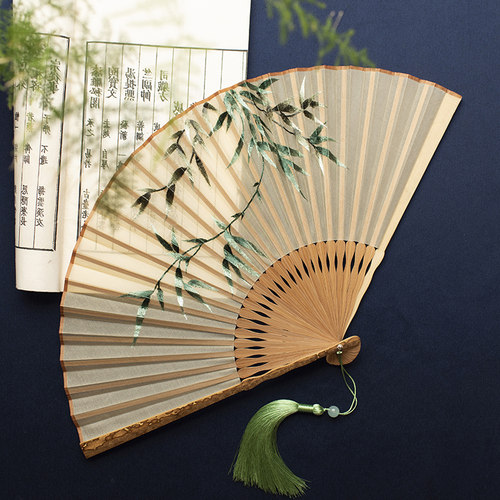 筛月苏州古风折扇刺绣蚕丝