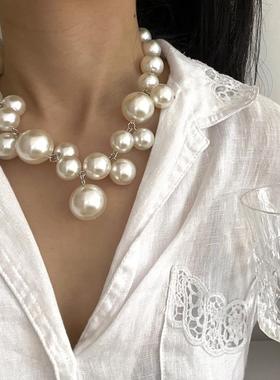 Bead Pearls Necklace Collarbone Chain Women's Elegant Pendan