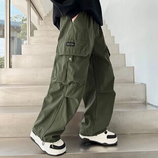 男童工装裤春秋款2026新款儿童休闲长裤子中大童男孩初中生阔腿裤