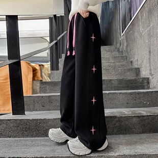 女童裤子春秋2026新款儿童洋气宽松阔腿裤中大童秋季直筒休闲卫裤