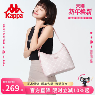 Kappa卡帕 斜挎托特包女老花皮质感hobo包大容量通勤单肩包 新品