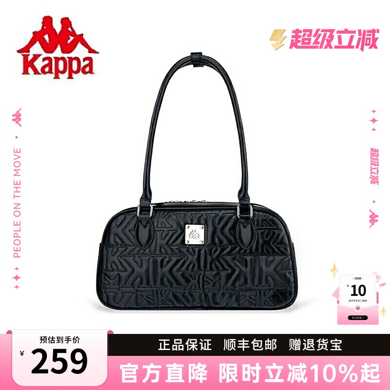 Kappa卡帕 法棍包包新款波士顿包女士小香风绗缝单肩保龄球腋下包