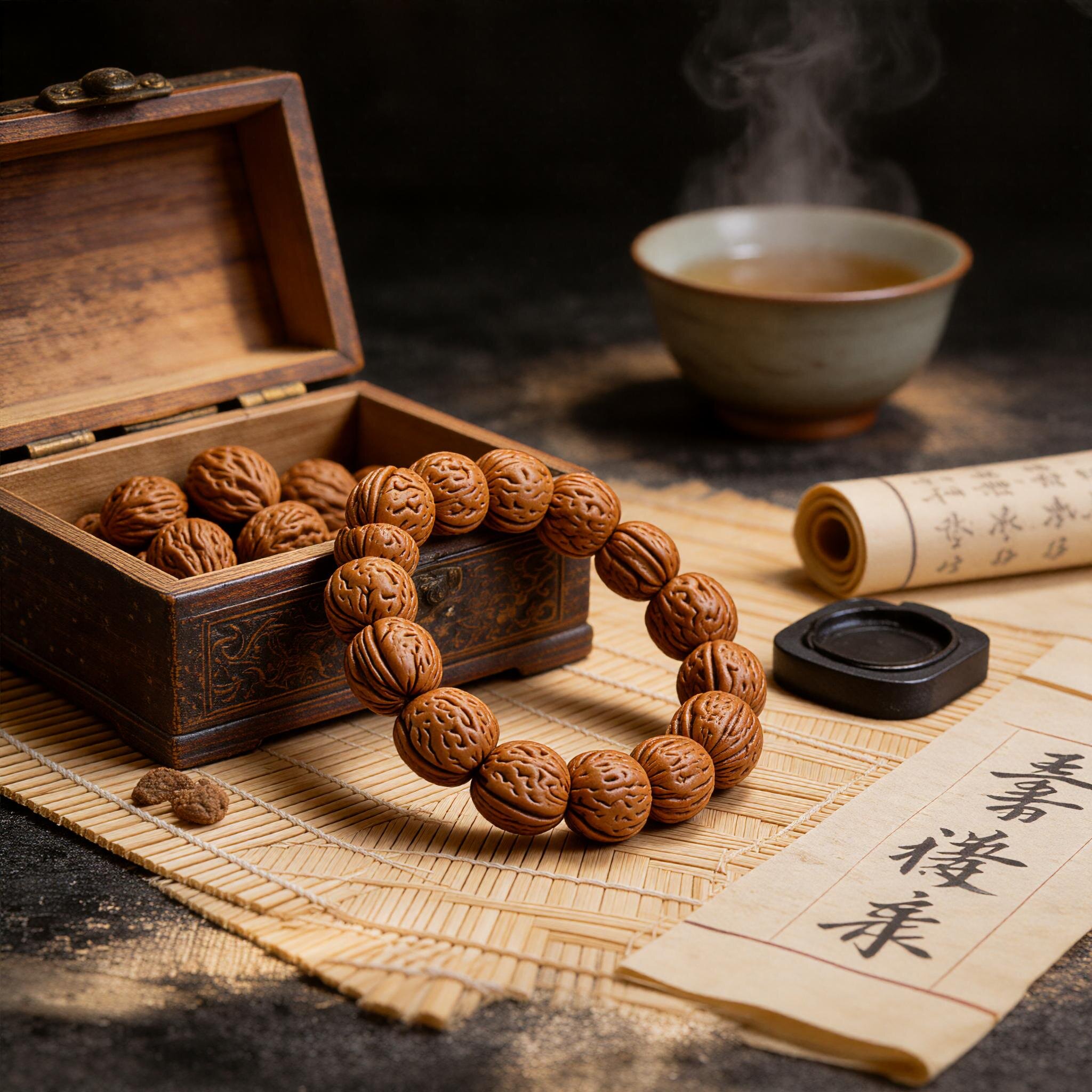 天然野生桃木桃核手串桃胡脑纹桃核手串文玩核桃手链男女念珠核雕