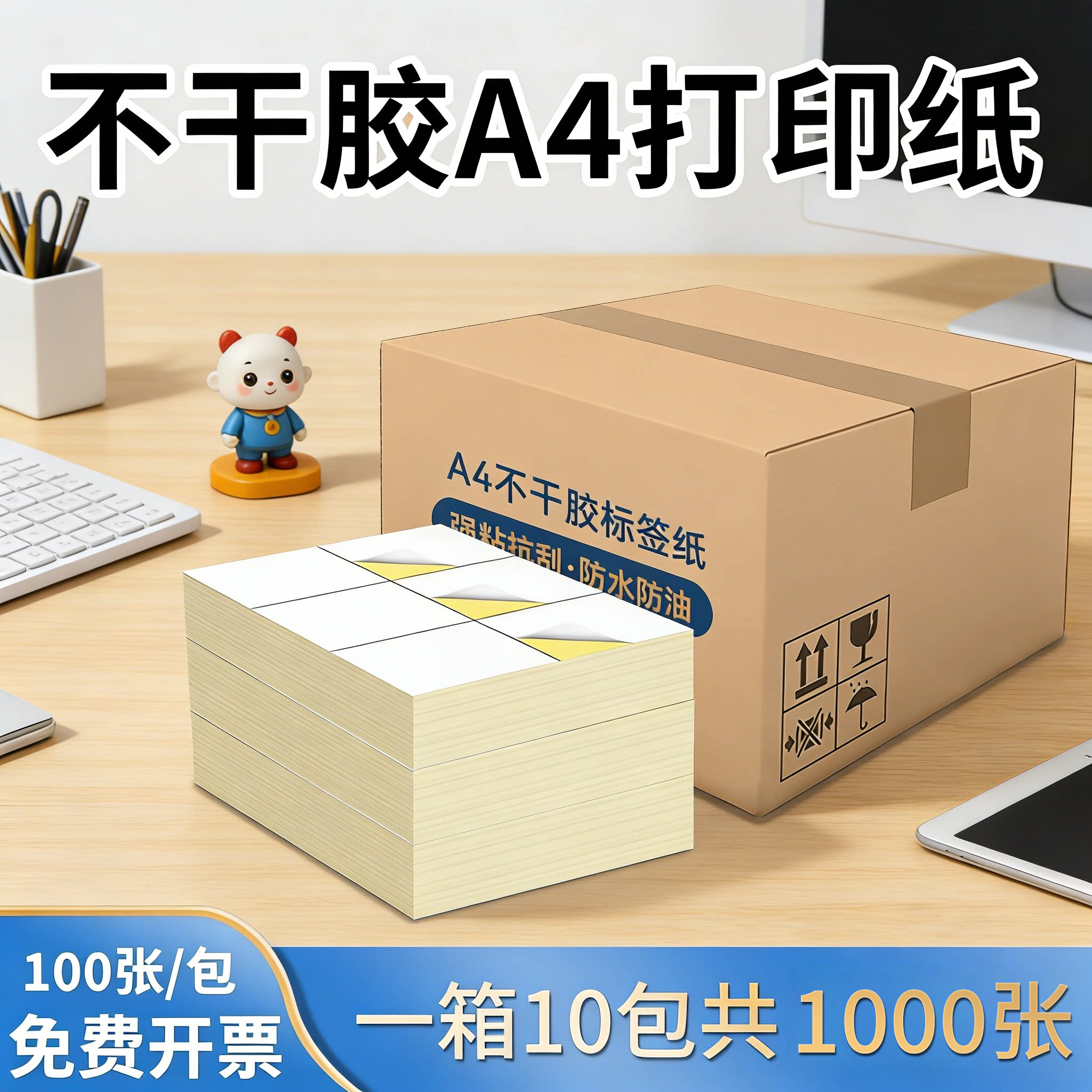 精圣标签纸a4不干胶内切打印纸标签纸不粘胶a4不干胶打印纸一开二光面亚马逊fba标签纸分切哑光贴纸唛头纸