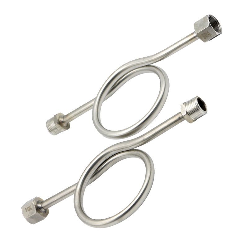 304不锈钢压力表缓冲管M14/20*1.5冷凝表弯管无缝活动牙14*2加厚