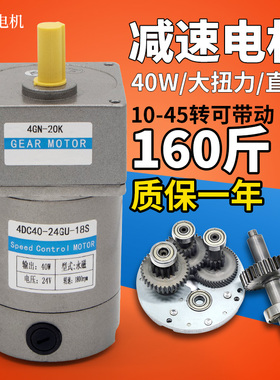 12V小电机24V直流减速电机40W微型电动机齿轮箱慢速可调速小马达