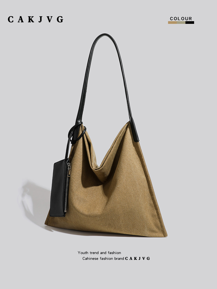 CAKJVG Original Retro Maillard Canvas Bag 2025 New Casual Commuter Tote Shoulder Underarm Bag for Women - Thumbnail 3