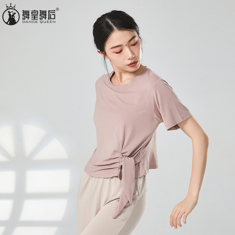 側面系帶舞蹈練功服上衣女成人