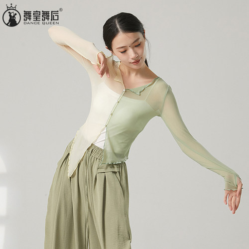舞蹈练功服身韵形体上衣拼接纱衣