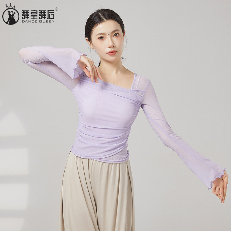 现代舞古典舞喇叭长袖褶皱舞蹈生