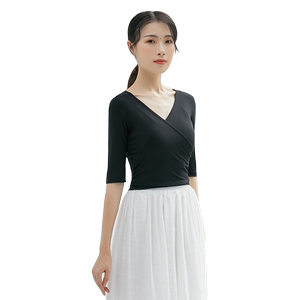 舞蹈服V领系带上衣女练功服艺考