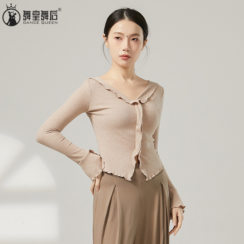 古典舞身韵形体木耳边喇叭袖上衣
