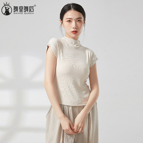 练功服高领短袖女上衣形体训练服