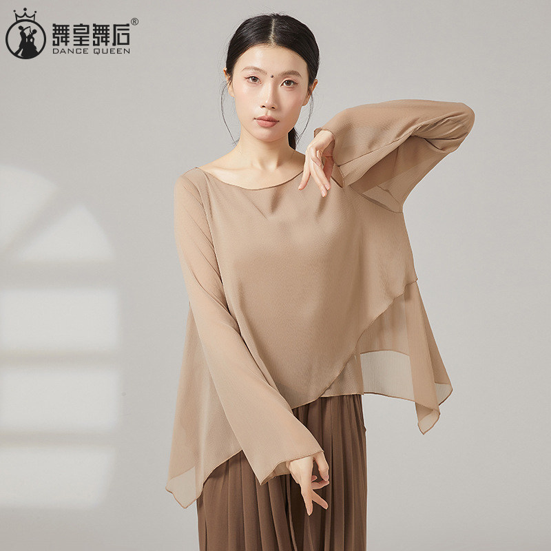 舞蹈服纱衣仙气飘逸不规则上衣