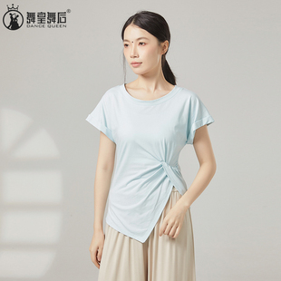 2025秋冬新款舞蹈服短袖T恤女宽松设计感小众不规则下摆半袖上衣