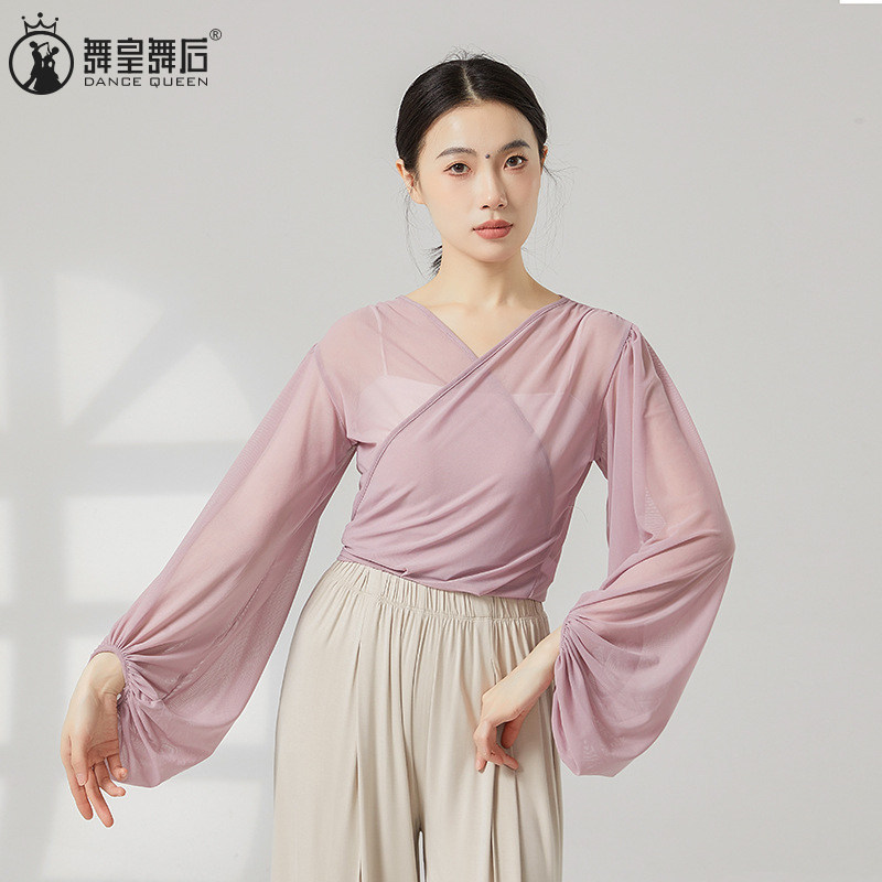 古典舞纱衣系带上衣灯笼袖仙气女