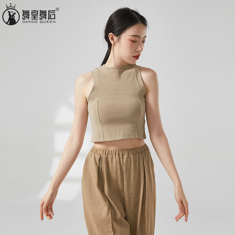 新款舞蹈无袖挂脖背心现代芭蕾舞修身气质练功服穿搭古典舞女夏季