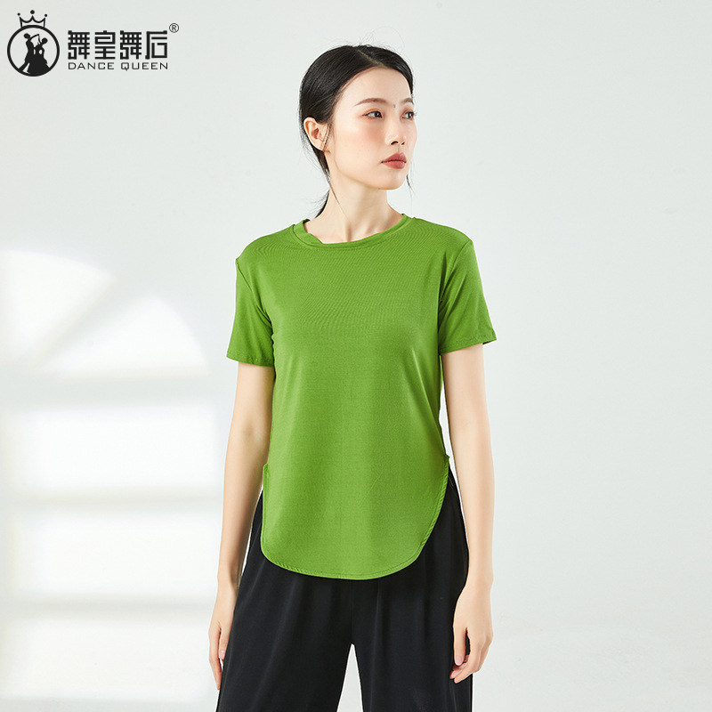 圆领现代舞蹈练功服上衣女课堂基训服长短袖爵士拉丁舞民族舞学生