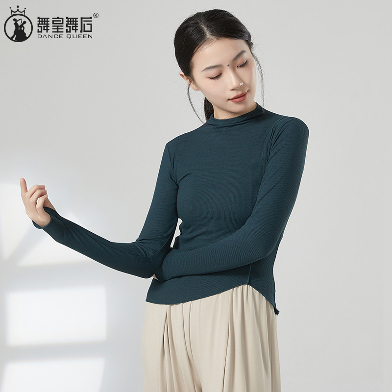 练功服针织套指长袖上衣女形体服