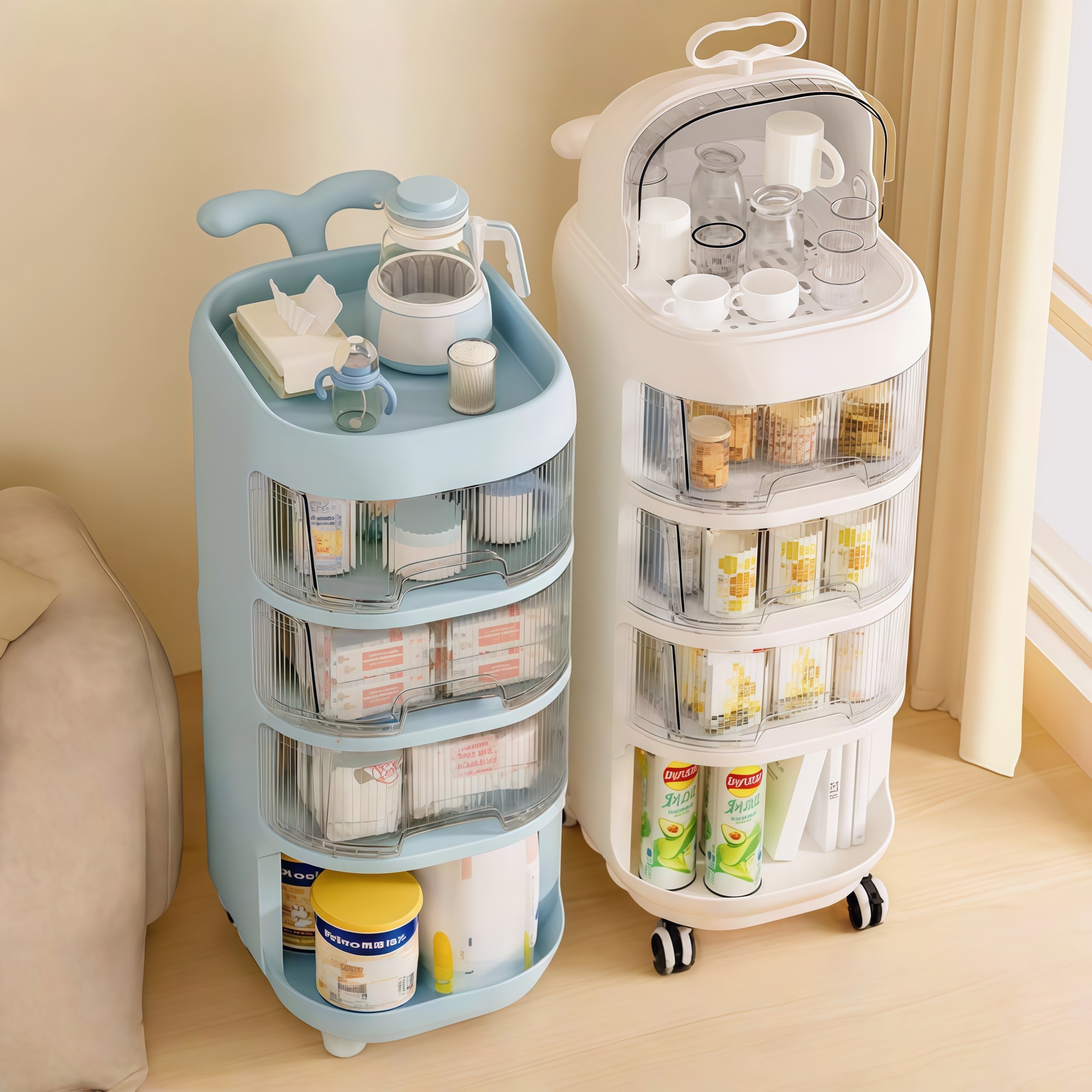 Monrita德国婴儿用品置物架零食柜宝宝小推车玩具收纳客厅多层