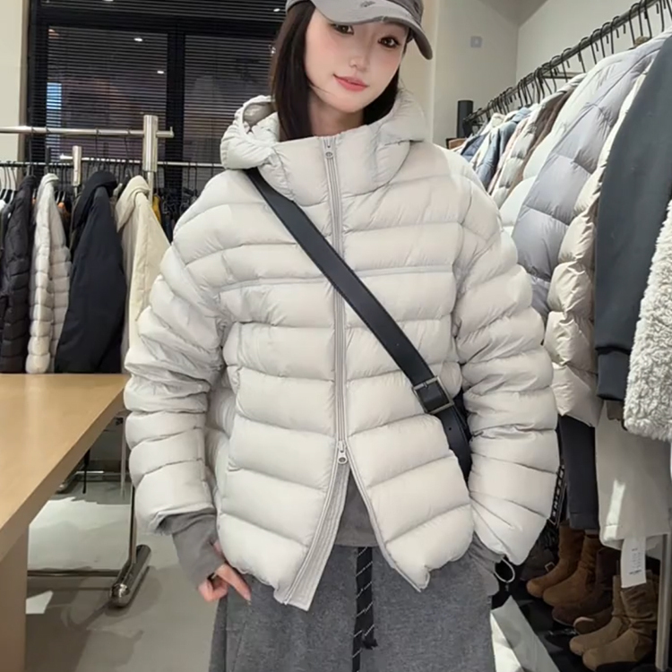 连帽排骨羽绒服女2025冬季新款