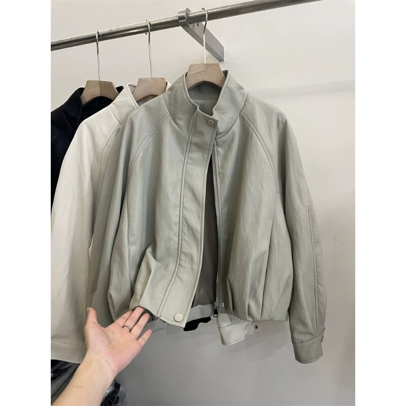 新款高级感超火酷飒风机车夹克图片