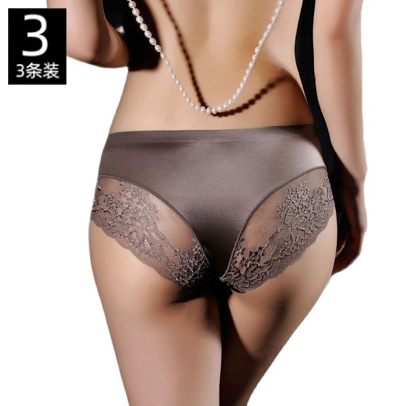 3条装奢华性感诱惑蕾丝棉裆