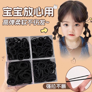 儿童小橡皮筋黑色拇指发圈女童新款高弹力不伤发宝宝头绳耐用发绳