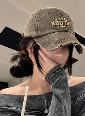 灰色牛仔大头围棒球帽女
