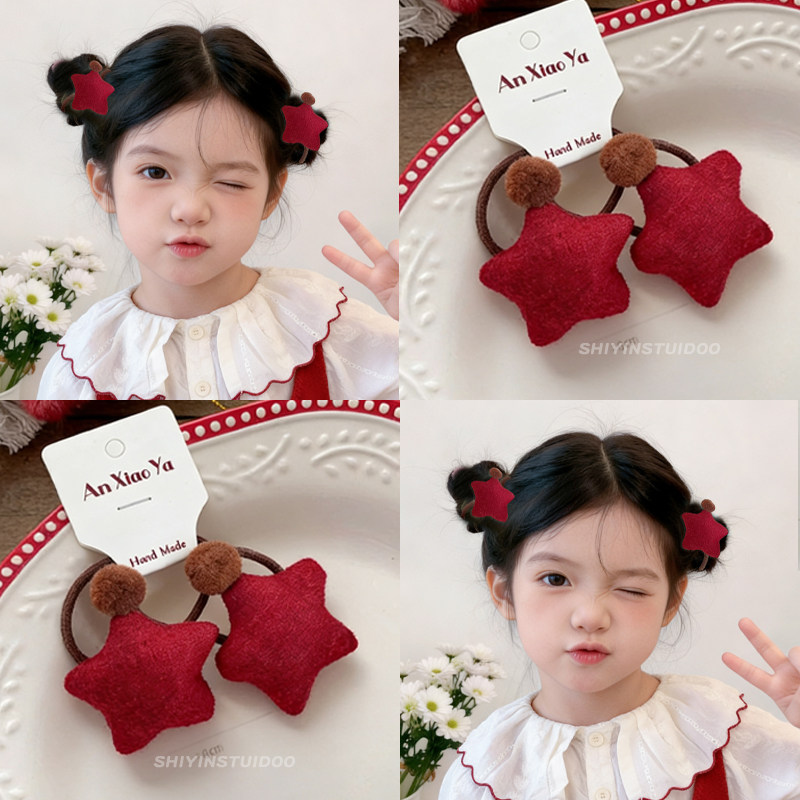 韩版儿童红色五角星小头绳秋冬女童可爱扎双马尾发圈发卡新年发饰,童装/婴儿装/亲子装,发饰,淘宝优惠券,粉丝福利购,淘宝优惠卷