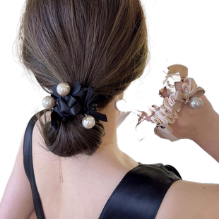 蝴蝶结大肠发圈气质低马尾头绳发饰2025新款高端珍珠皮筋女扎头发