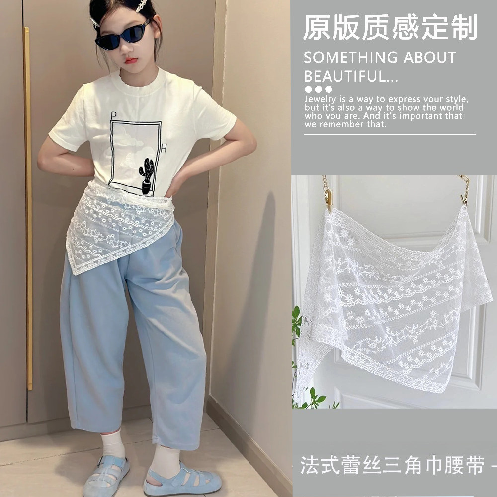 儿童韩系甜美蕾丝三角巾屁帘图片