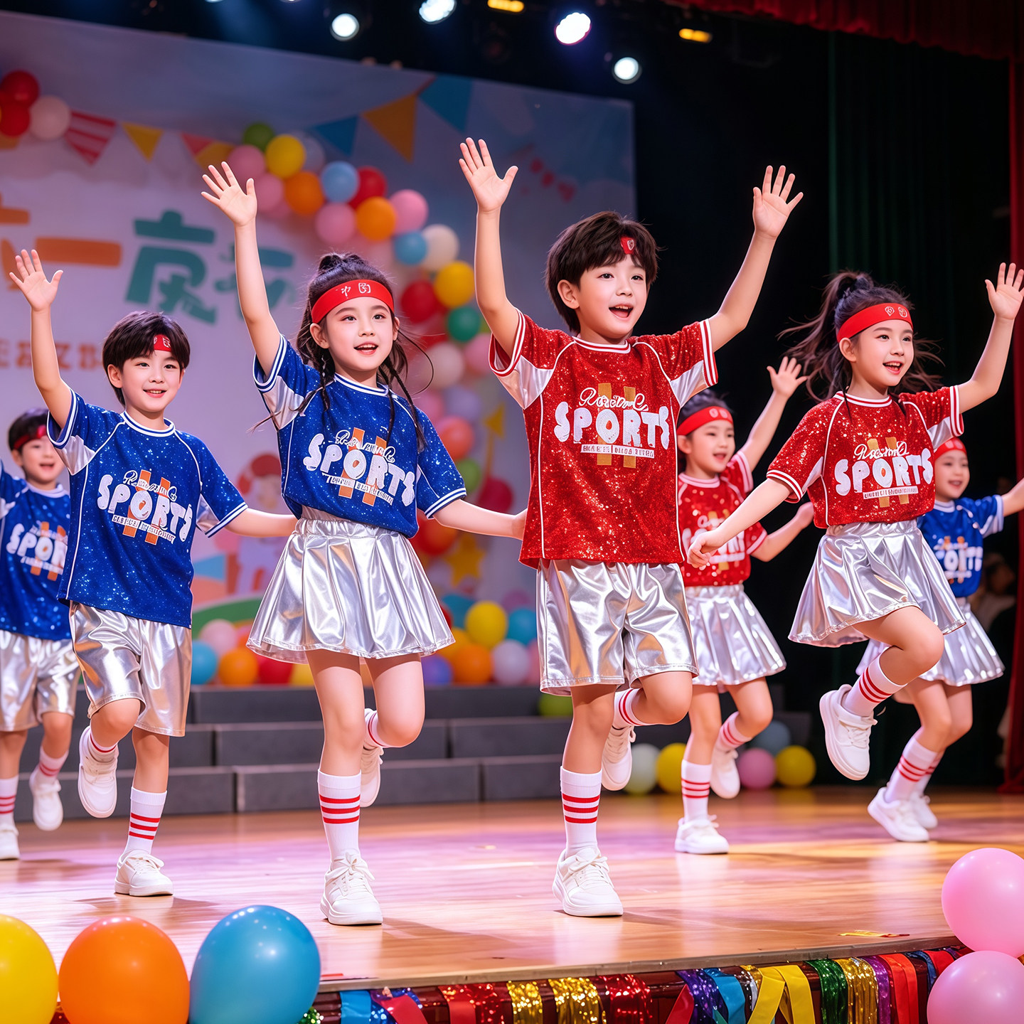 儿童啦啦队演出服嘻哈街舞架子鼓亮片小学生运动会表演服装幼儿园