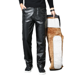 皮裤男款加绒加厚冬季防风男士代驾保暖摩托车骑行工作护膝裤子棉
