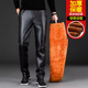弹力紧身骑行外卖代驾防风防水小脚裤 皮裤 男加绒加厚修身 秋冬机车