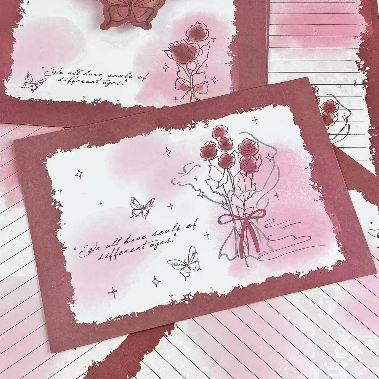 新款玫瑰信封信纸套装仪式感ins高颜值手写浪漫创意祝福礼物信筏,文具电教/文化用品/商务用品,信封,淘宝优惠券,粉丝福利购,淘宝优惠卷