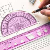 软尺四件套三角板可弯曲尺子量角器小学生用文具圆规尺子套装 多功