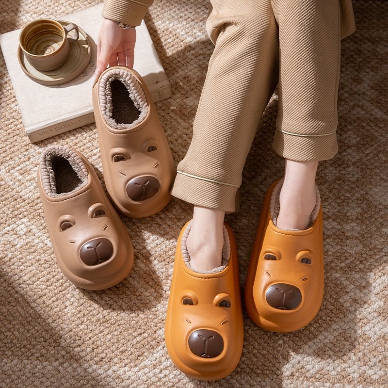 儿童卡皮巴拉棉拖鞋冬季保暖防寒包跟男女童家居室内防滑毛毛棉鞋,居家布艺,居家棉拖/棉鞋,淘宝优惠券,粉丝福利购,淘宝优惠卷