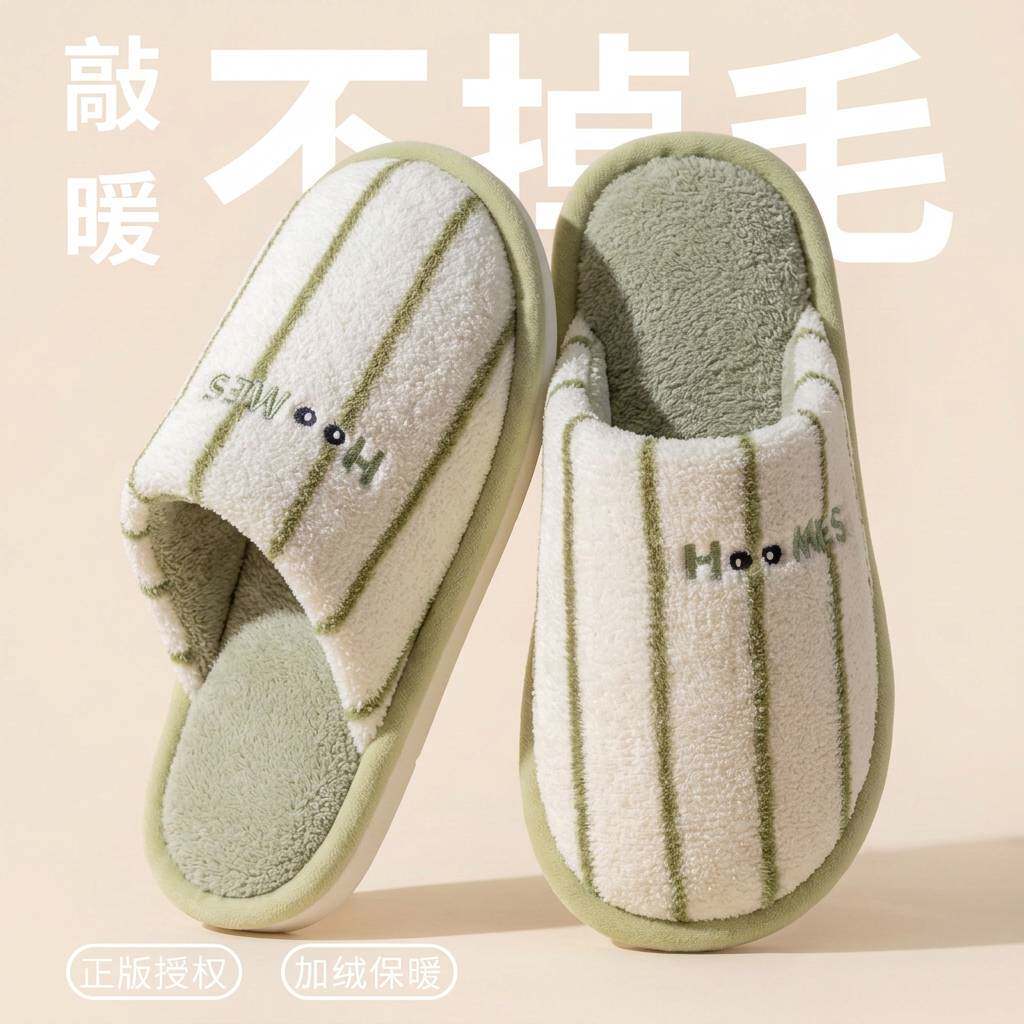 简约棉拖鞋女秋冬季室内情侣居家防滑静音软底地板棉拖男冬天家用
