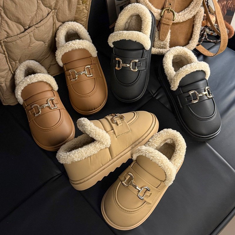 包跟棉拖鞋女款冬季一脚蹬平底豆豆鞋月子加绒保暖棉鞋孕妇乐福鞋,居家布艺,居家棉拖/棉鞋,淘宝优惠券,粉丝福利购,淘宝优惠卷